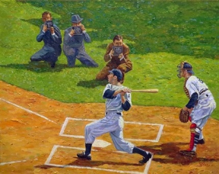 Joe DiMaggio "Best Seats in the House" Large 22" x 28" Original Oil-on-Canvas Painting by Dick Perez 